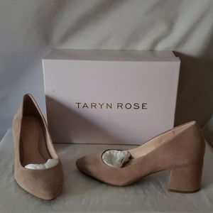 New  Taryn Rose Beige Suede Rochelle Heel Pump